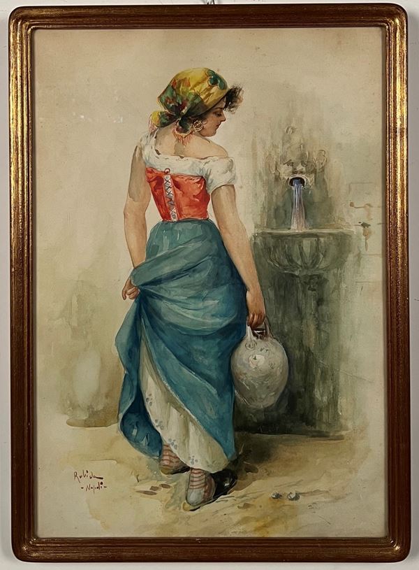 Anonimo del XIX/XX secolo Donna al pozzo