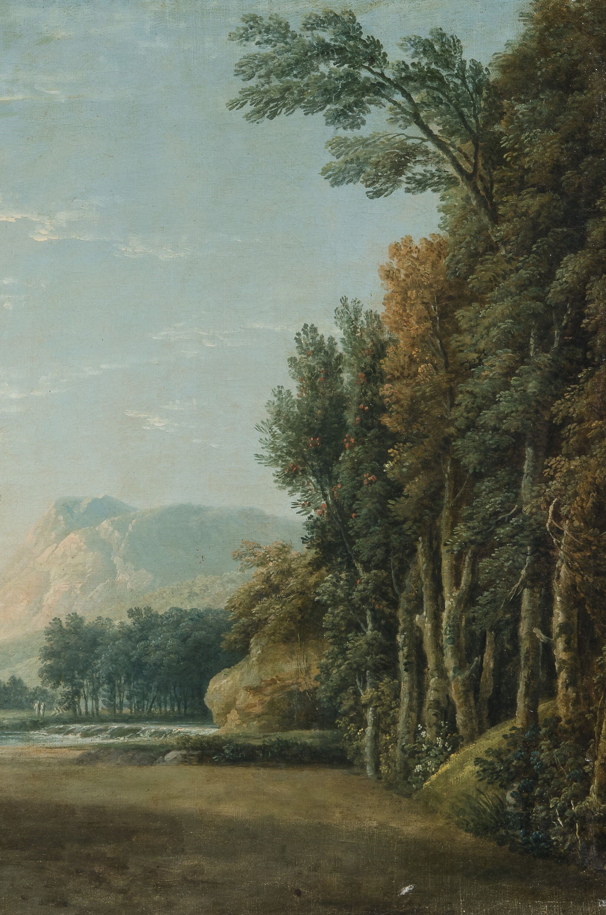 Anonimo degli Inizi del XIX Secolo Paesaggio Boschivo con Scorcio Montano