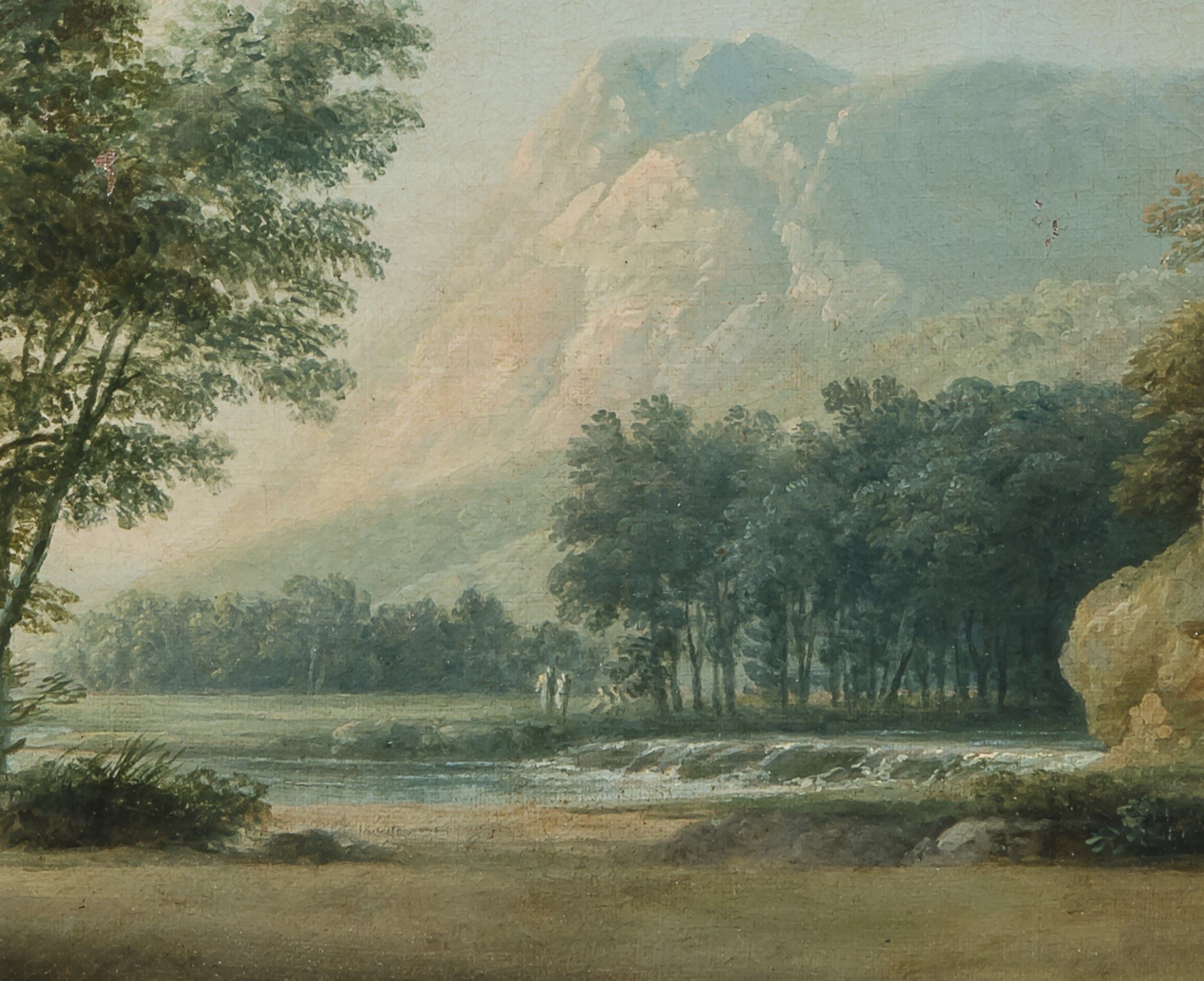 Anonimo degli Inizi del XIX Secolo Paesaggio Boschivo con Scorcio Montano