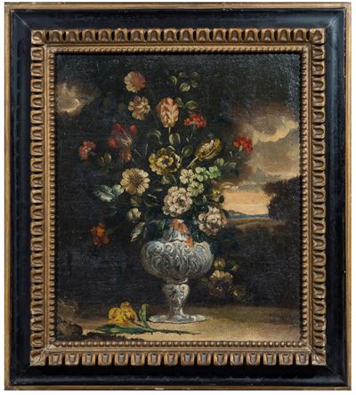Anonimo del XVIII Secolo Natura Morta con Vaso di Fiori