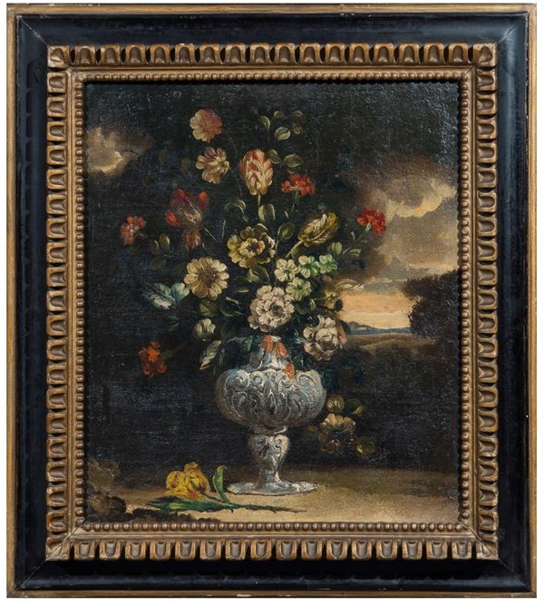 Anonimo del XVIII secolo Natura morta con vaso di fiori