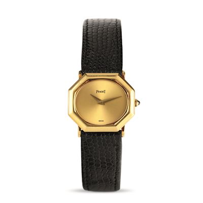 Raro Octagon in Oro Giallo 18k Quadrante Champagne, Carica Manuale