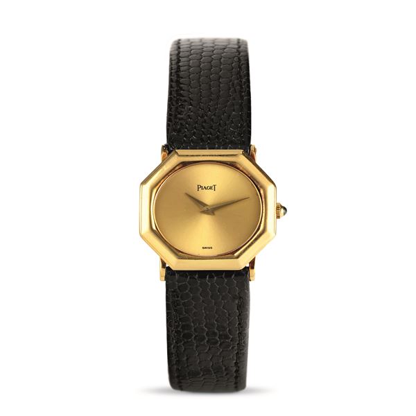 Rare Octagon 18k yellow gold champagne dial, manual winding