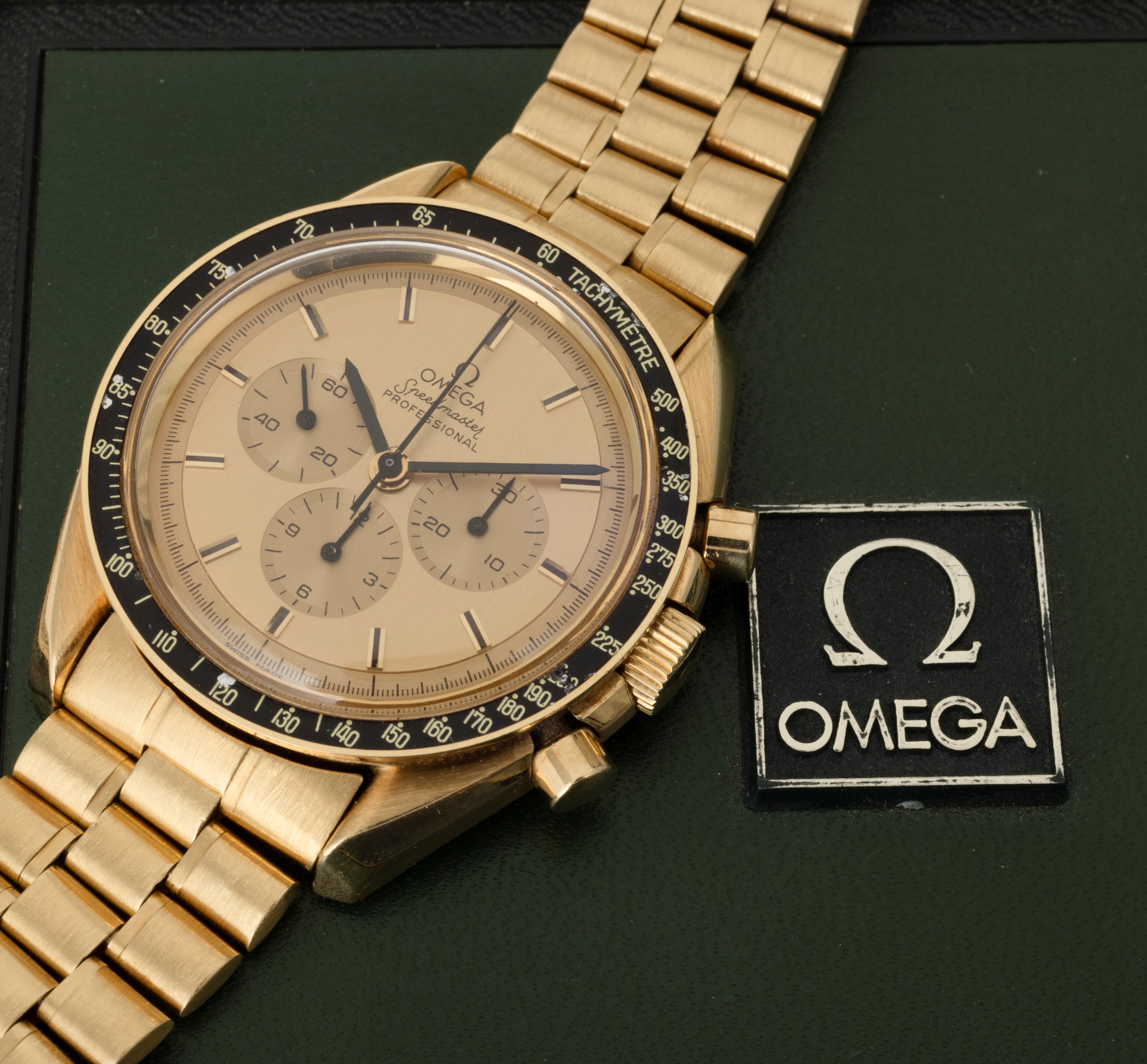 Omega - Raro Speedmaster Apollo XI 345.0802 Edizione Limitata a 300 Esemplari in Oro Giallo 18k R...