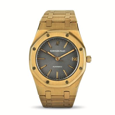 Prestigioso Royal Oak Ref 4100 in Oro Giallo 18k, Quadrante Grigio Petit Tapisserie