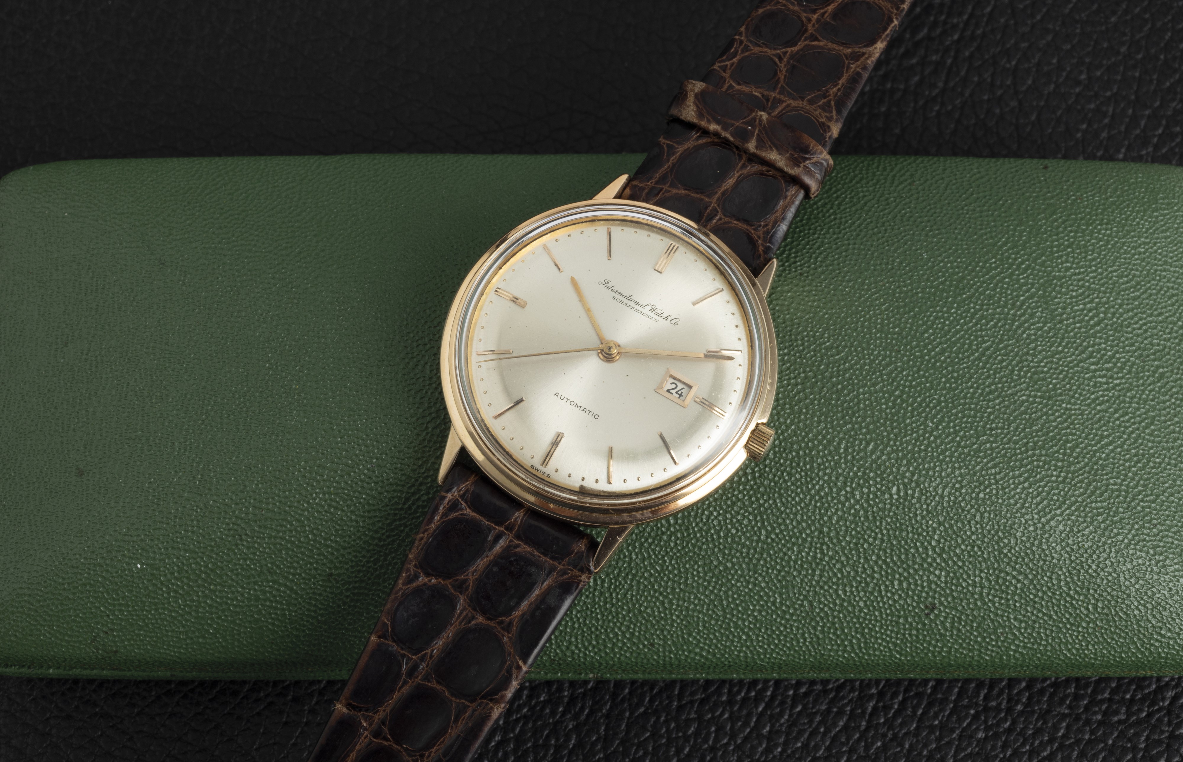 Iwc - Automatico in Oro Rosa 18k, Quadrante Argentè con Indicazione della Data e Scatola Original...