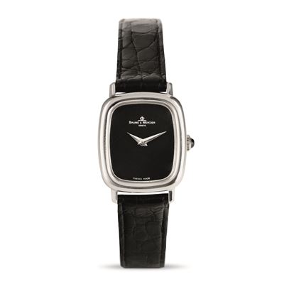 Elegante Ellipse Lady in Oro Bianco 18k, Quadrante Nero con Scritte Argentate, Carica Manuale