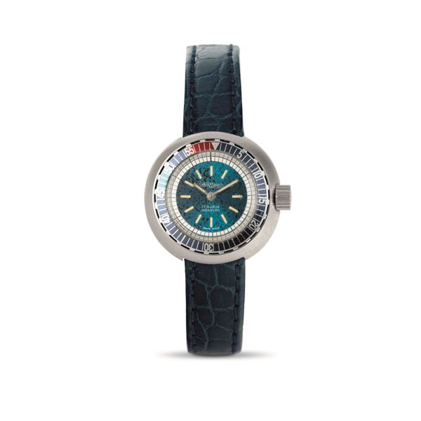 Nicolet Watch - Mini Diver in Lady steel blue sunray dial manual winding with rotating bezel