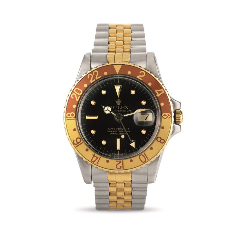 Rolex : GMT Master "Occhio di tigre" ref 1675/3, acciaio oro quadrante marrone Soleil indici nipple  - Asta Orologi da Polso - Cambi Casa d'Aste