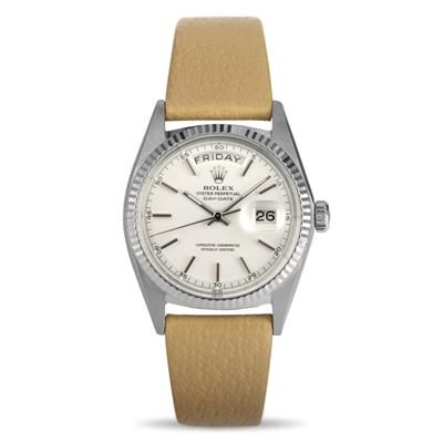 Elegante Daydate Ref 1803 in Oro Bianco 18k, Quadrante Argentè con Indici a Bastone