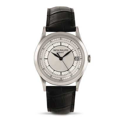 Elegante Calatrava, Ref 5296g-001, Quadrante Argentè Bitonale Settori, in Oro Bianco 18k Accompag...