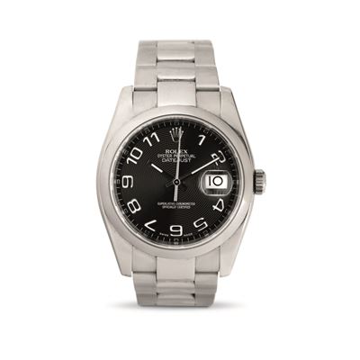 Oyster Perpetual Datejust Ref 116200 in Acciaio, Ghiera Liscia Bracciale Oyster con Quadrante Ner...