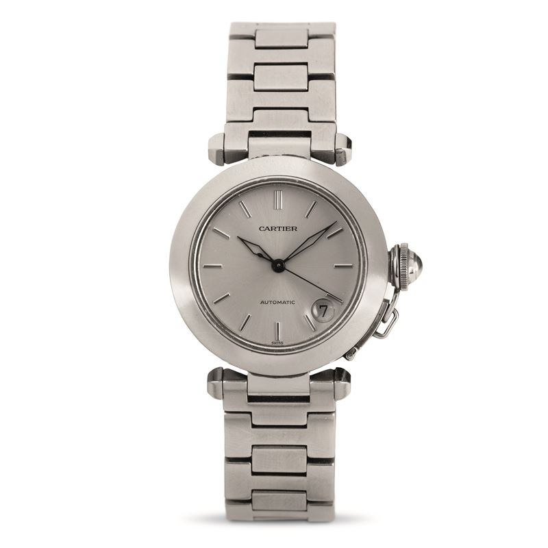 Cartier : Pasha ref 2324 steel with automatic winding, gunmetal silver dial  - Auction Watches - Cambi Casa d'Aste