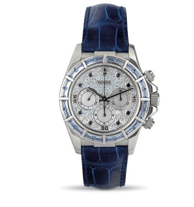 Raro e Attraente Daytona Ref 16589saci in Oro Bianco 18k con Quadrante Pavè di Diamanti e Zaffiri...
