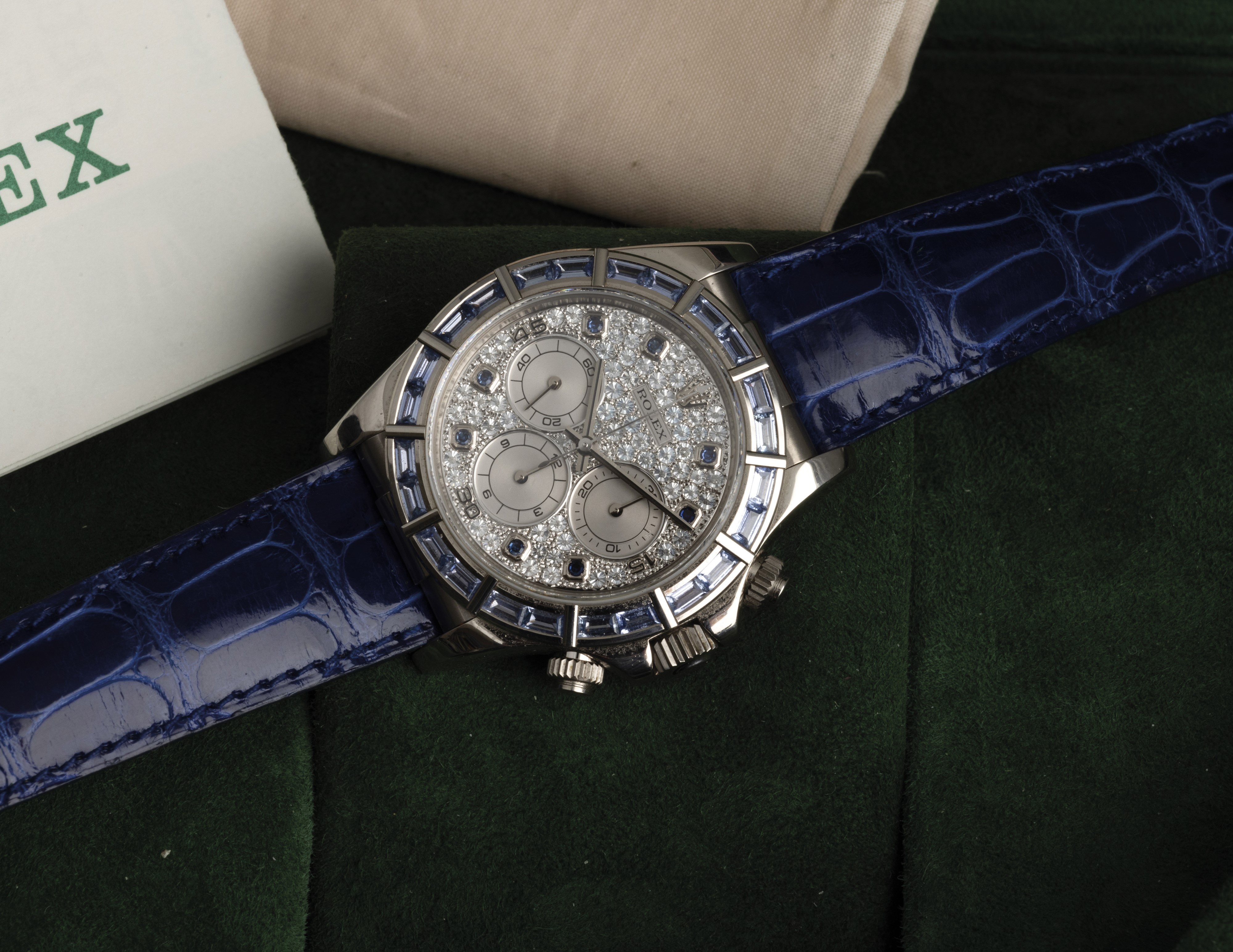 Rolex - Raro e Attraente Daytona Ref 16589saci in Oro Bianco 18k con Quadrante Pavè di Diamanti e...