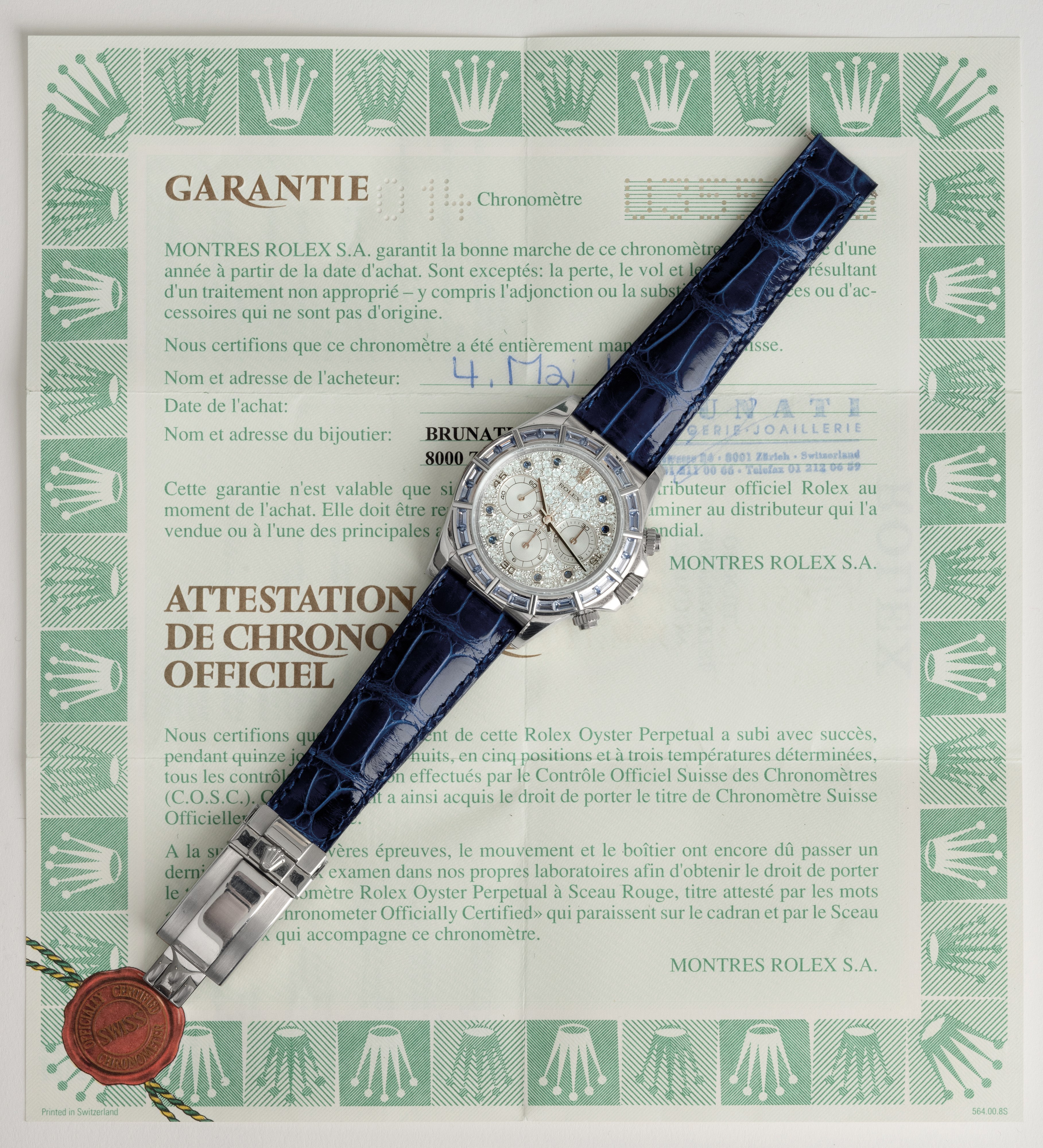 Rolex - Raro e Attraente Daytona Ref 16589saci in Oro Bianco 18k con Quadrante Pavè di Diamanti e...