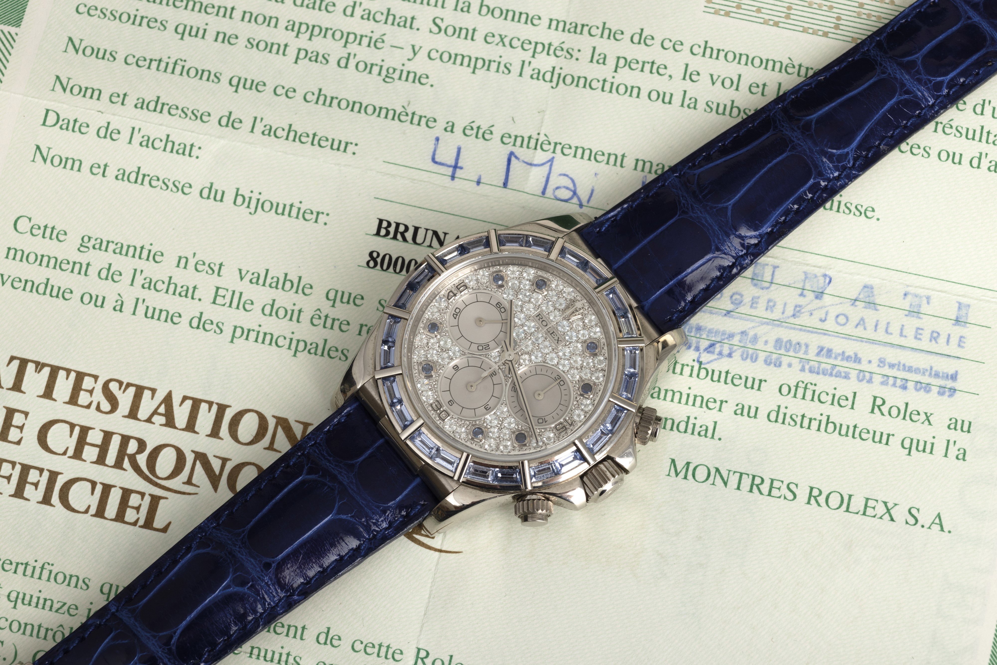 Rolex - Raro e Attraente Daytona Ref 16589saci in Oro Bianco 18k con Quadrante Pavè di Diamanti e...