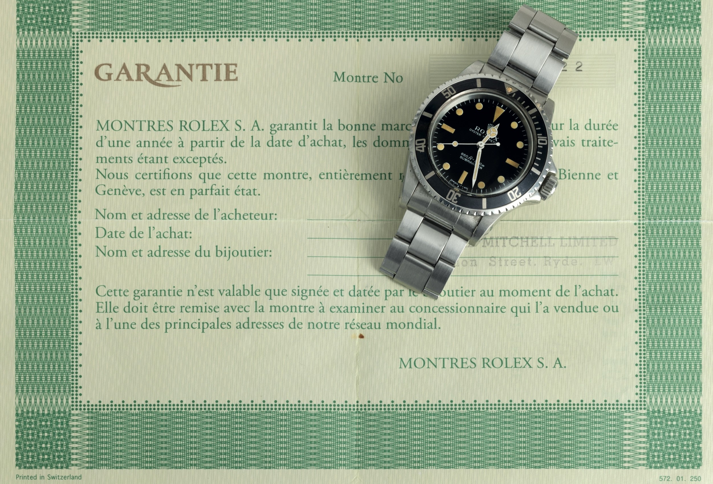 Rolex - Submariner Ref 5513, Quadrante Nero Pallettoni, Bracciale in Acciaio Oyster, Carica Autom...