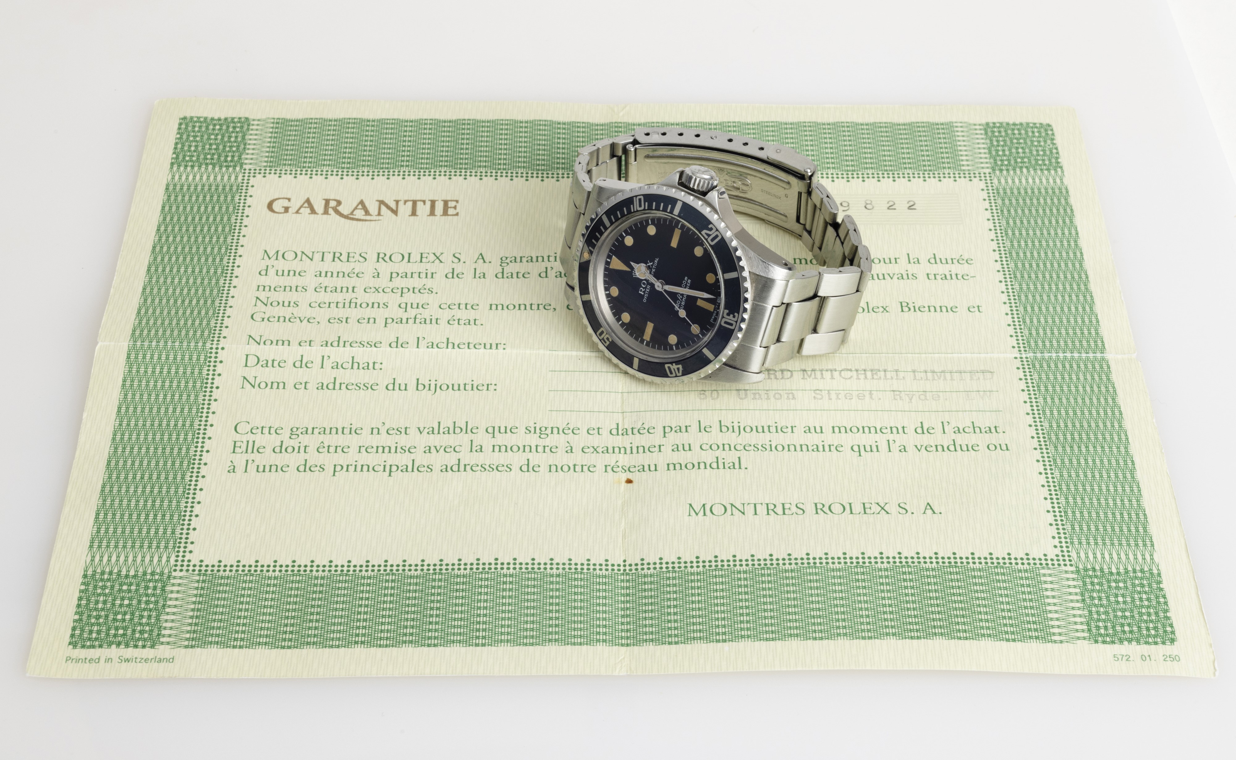 Rolex - Submariner Ref 5513, Quadrante Nero Pallettoni, Bracciale in Acciaio Oyster, Carica Autom...