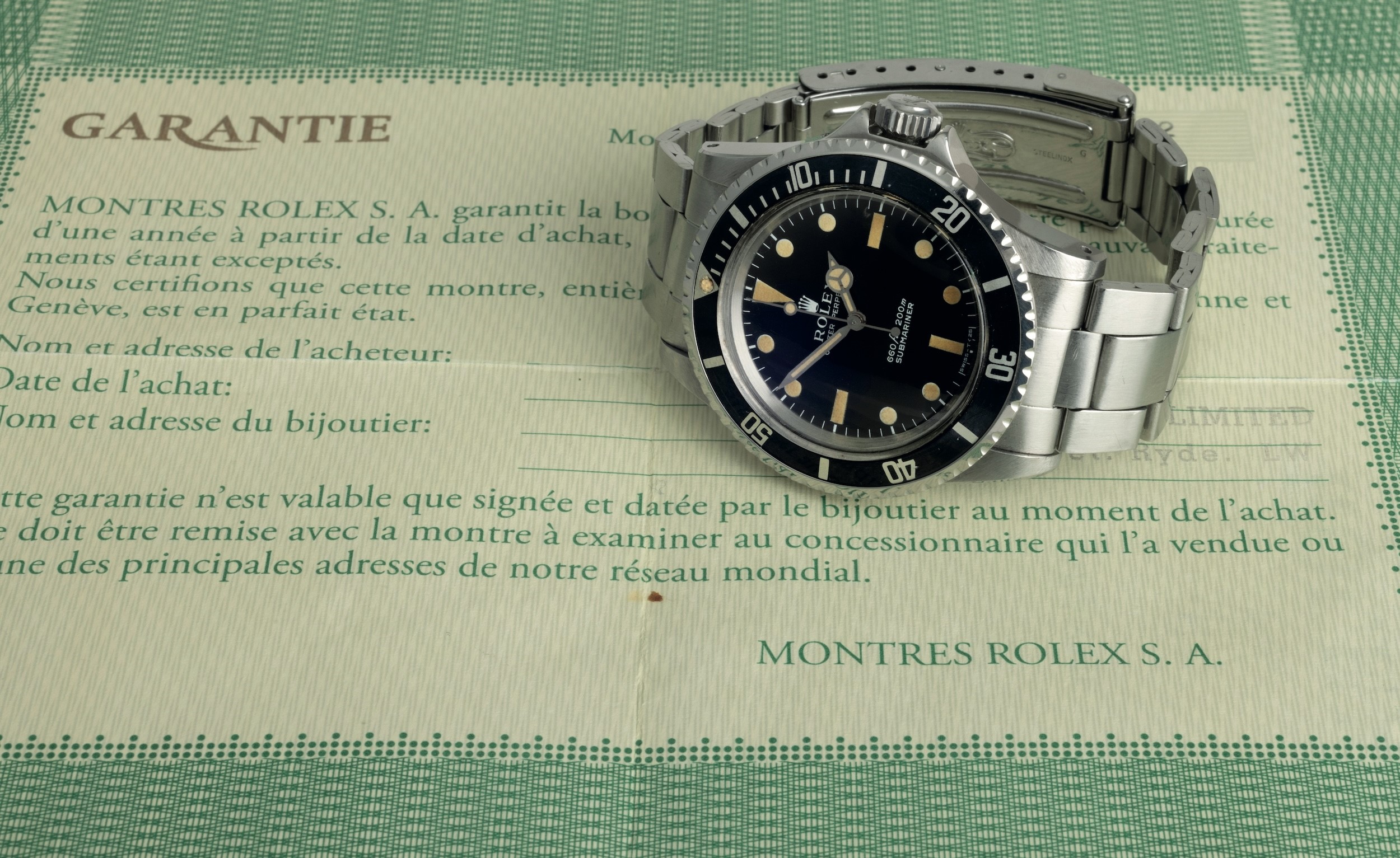 Rolex - Submariner Ref 5513, Quadrante Nero Pallettoni, Bracciale in Acciaio Oyster, Carica Autom...
