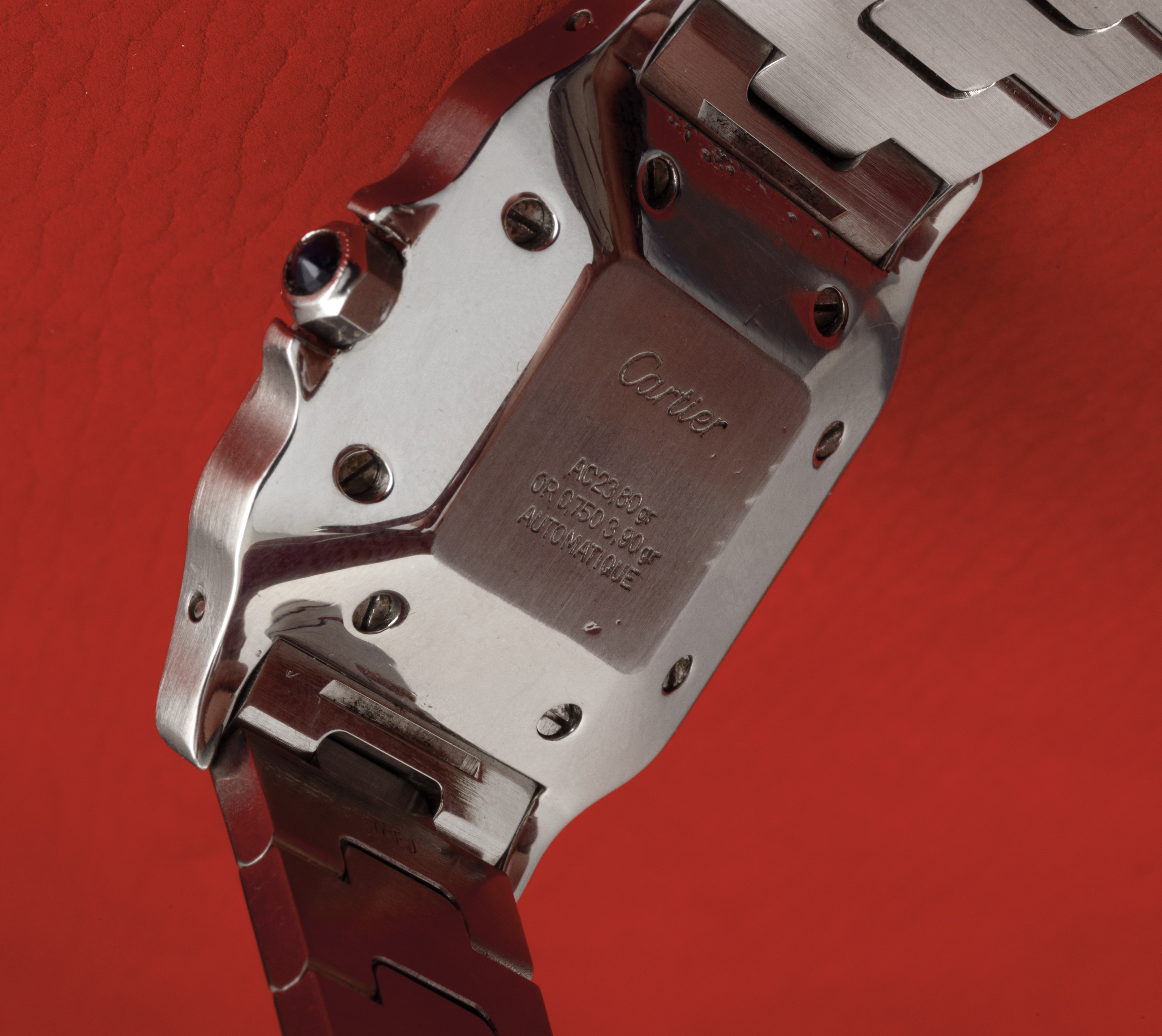 Cartier - Santos Carrèe Automatico Ref 2691 con Raro Quadrante Burgundy Acciaio e Oro