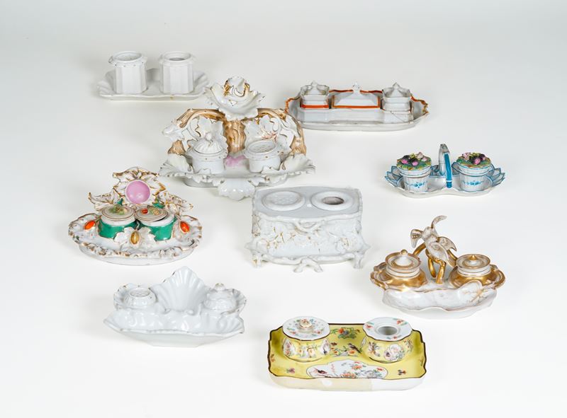 Nove servizi da scrittoio, XIX-XX secolo.  - Auction Antiques - Cambi Casa d'Aste