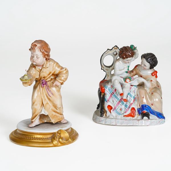 Due figure in porcellana, XIX e XX secolo.