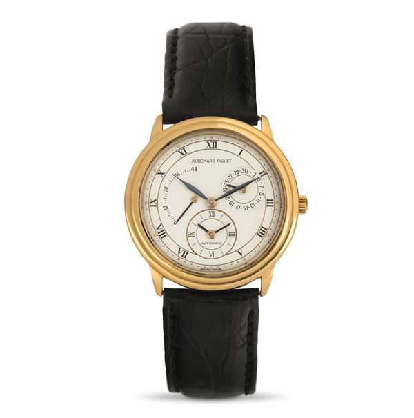 Audemars Piguet - Dual Time ref 25685 BA in 18k yellow gold, white dial with dual time, day and power reserve display