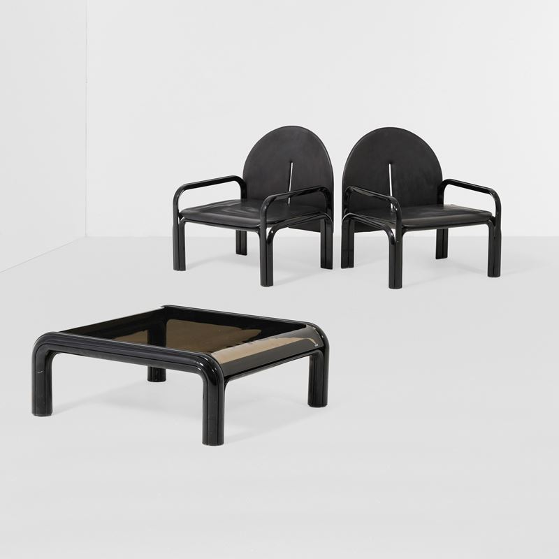 Gae Aulenti : Due poltrone e tavolo basso mod. 54L  - Auction Design LAB - Cambi Casa d'Aste