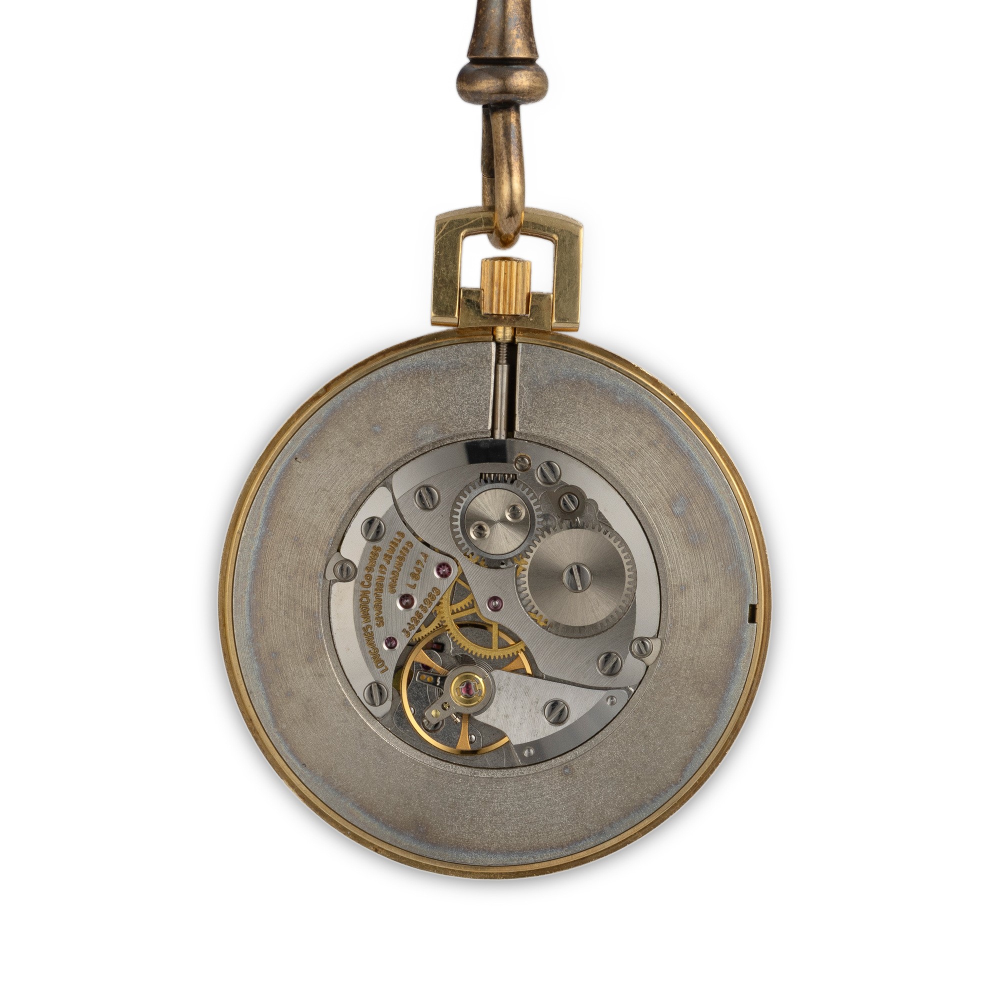 Longines - Orologio da tasca in oro giallo 18k con quadrante bianco a numeri romani