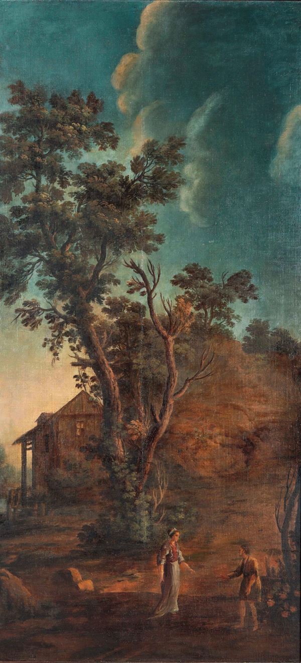 Scuola del XVIII secolo Paesaggio con figure