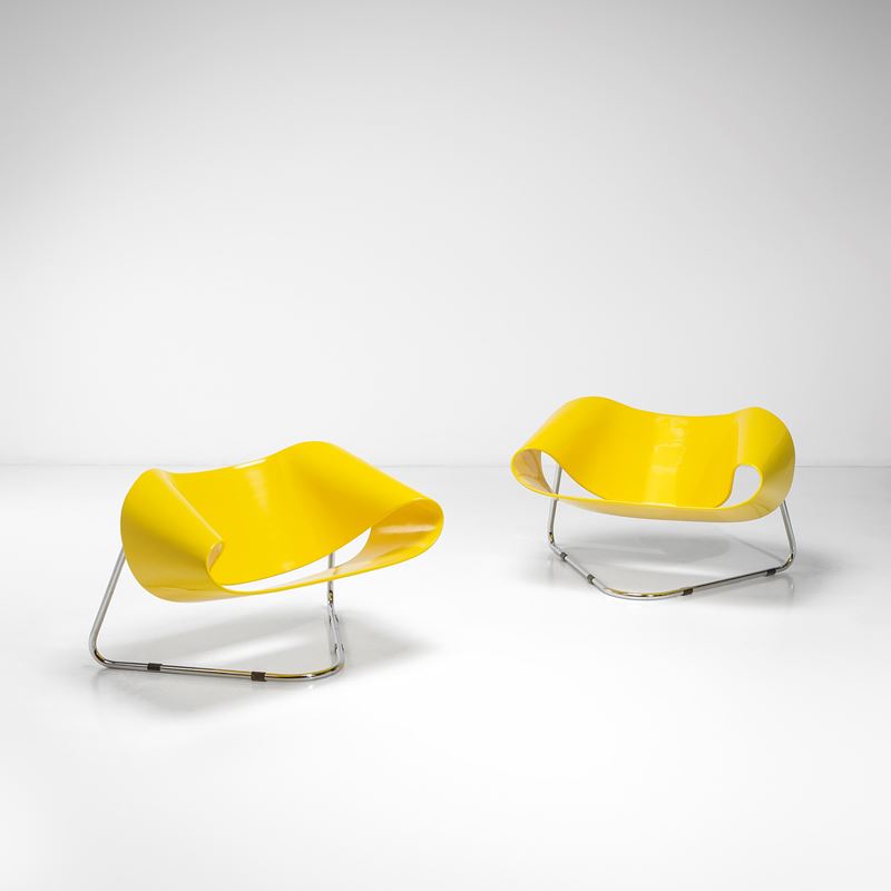 Cesare Leonardi e Franca Stagi : Due sedie mod. CL9 Ribbon.  - Asta Fine Design - Cambi Casa d'Aste