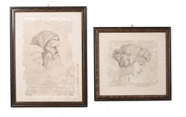 Lotto di due riproduzioni di incisioni, XX secolo