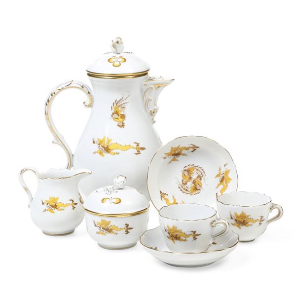 Servizio da caffè tête-à-tête “Gelbe Drache”. Meissen, XX secolo. 