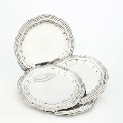 Argenteria italiana del XIX secolo, Quattro sottobottiglia in argento fuso