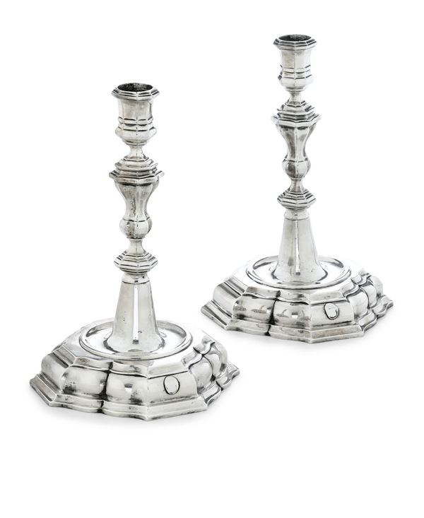 Coppia di candelieri. Seconda metà del XVIII secolo