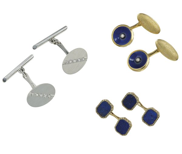 Three pair of cufflinks