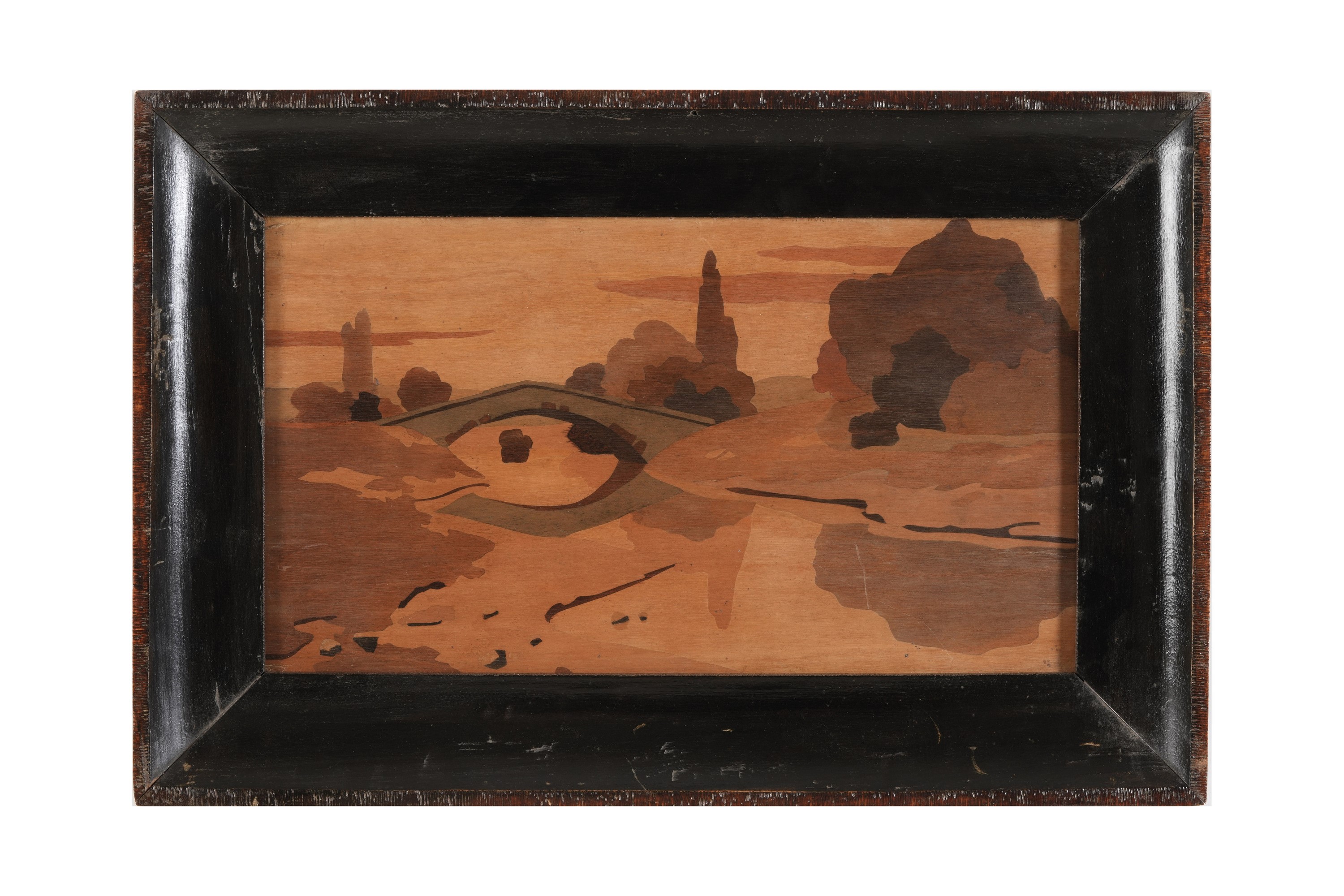 Due Paesaggi Fluviali in Legno Intarsiato. XX Secolo