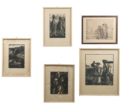 Mario Delitala (1887-1990) Mattino, Verso la Fonte, Contadini di Sardegna, L'eroica
