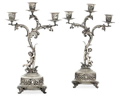 Coppia di Candelabri. Argenteria Milanese del XX Secolo, Argentiere Gaetano Tadiello