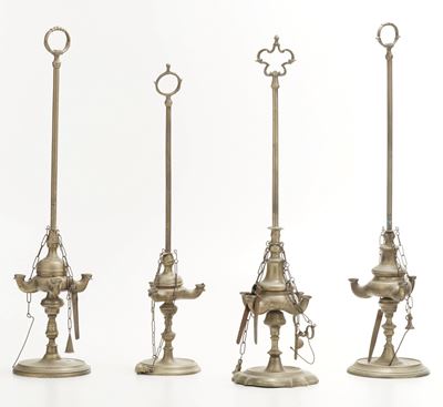 Quattro Lampade Fiorentine in Bronzo Dorato