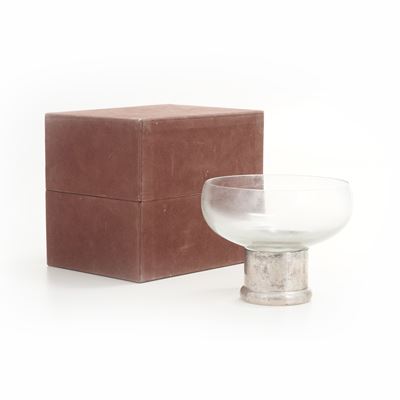 Coppa in Vetro Liscia con Base in Argento