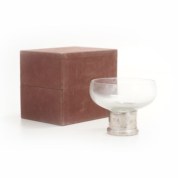 Coppa in vetro liscia con base in argento