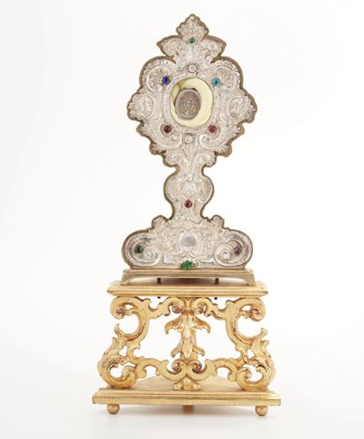 Reliquiario in Metallo Argentato. XIX-XX Secolo