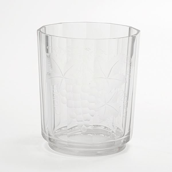 Grande vaso in vetro decorato a motivi d’uva