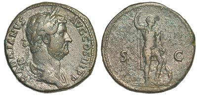 Adriano, 117-138. Sesterzio, Anni 134-138. Roma.