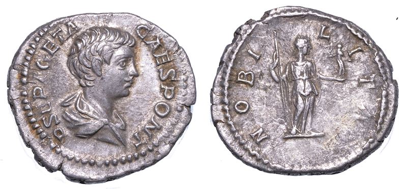GETA (Cesare), 198-209. Denario, anni 200-202. Roma.  - Auction Numismatics - Cambi Casa d'Aste