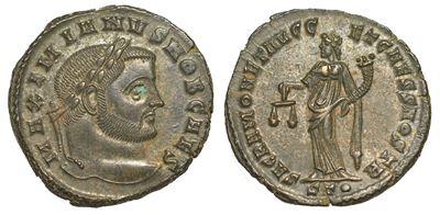 Galerio Massimiano (cesare), 293-305. Follis, Anni 300-303. Ticinum.