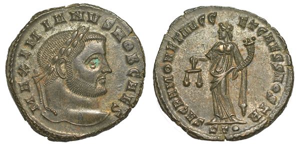 GALERIO MASSIMIANO (Cesare), 293-305. Follis, anni 300-303. Ticinum.