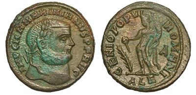 Galerio Massimiano (cesare), 293-305. Follis, Anni 298-299. Alessandria D’egitto.